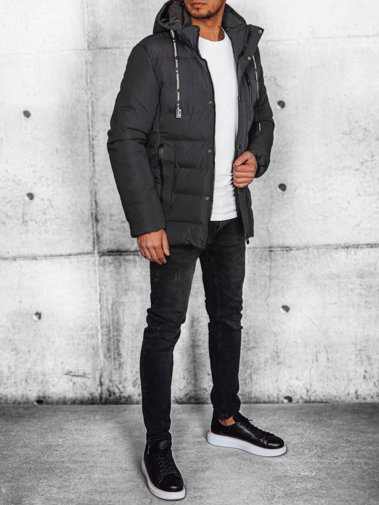 Men's winter quilted jacket dark gray Dstreet