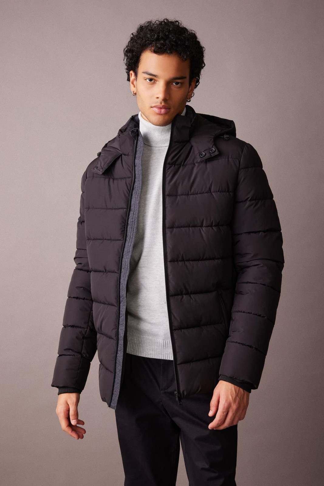 DEFACTO Slim Fit Stand Collar Faux Fur Lined Puffer Coat