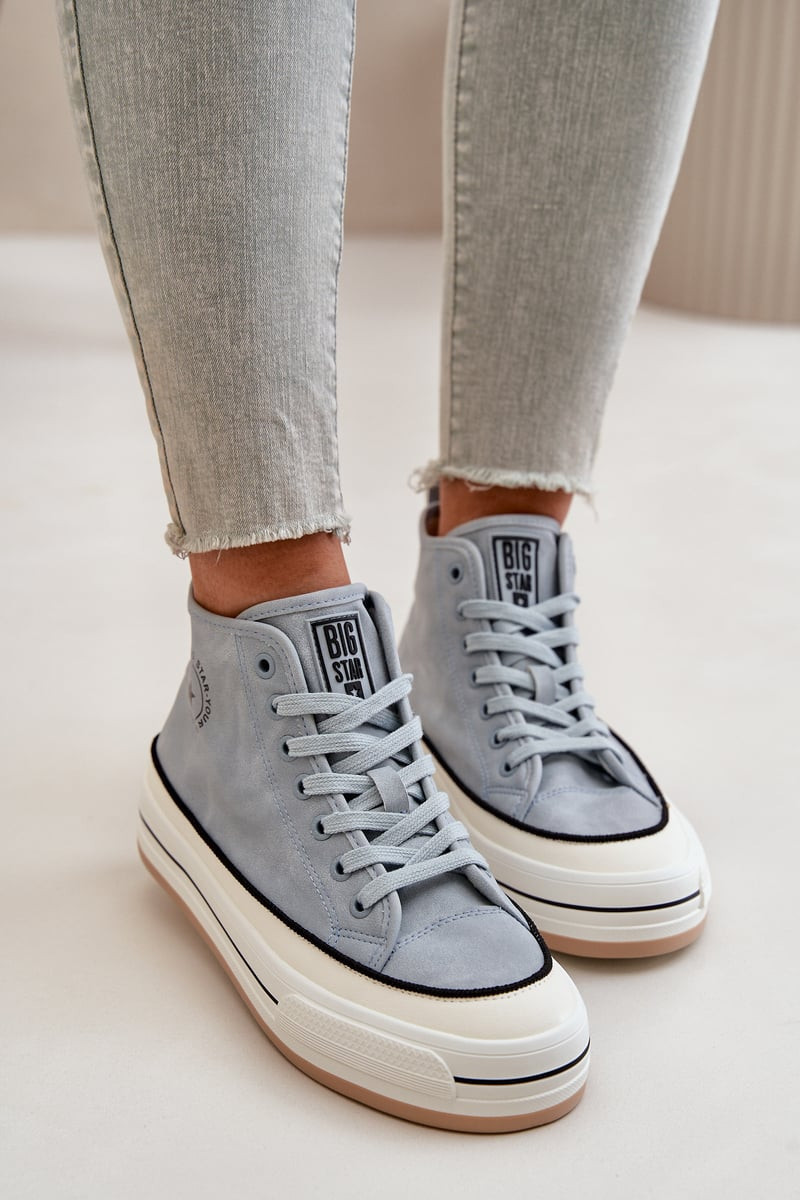 Insulated women's sneakers on the eco leather Big Star blue