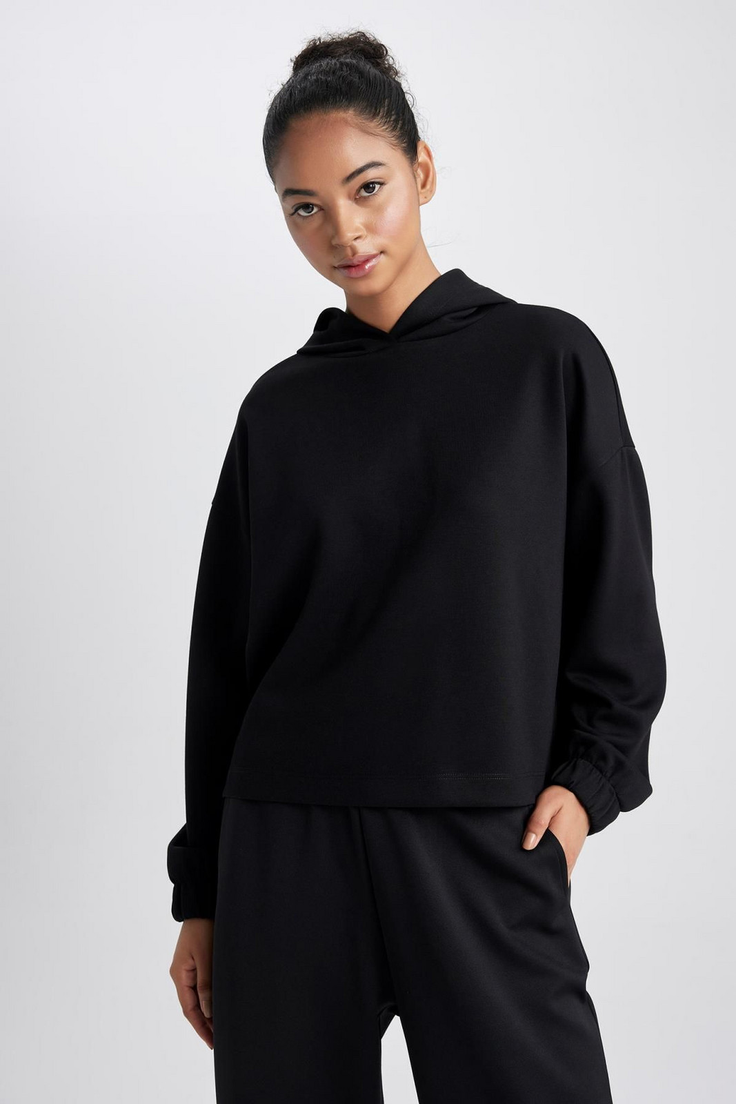 DEFACTO Fit Oversize Fit Hooded Sports Sweatshirt