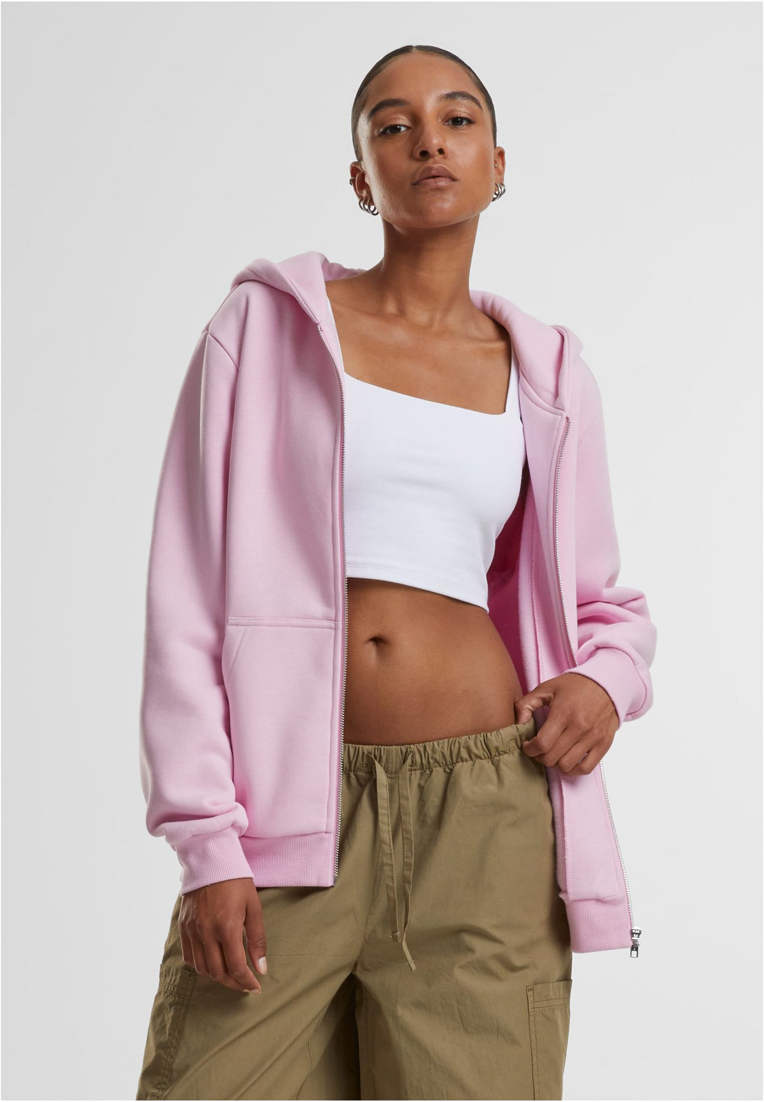 Women's zip-up hoodie Fluffy Hoody light pink