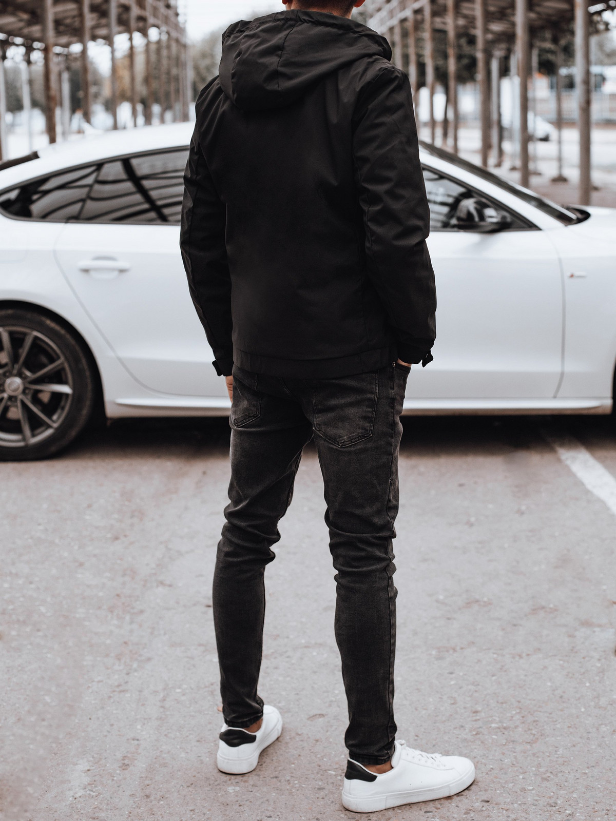 Men's transitional jacket with hood black Dstreet