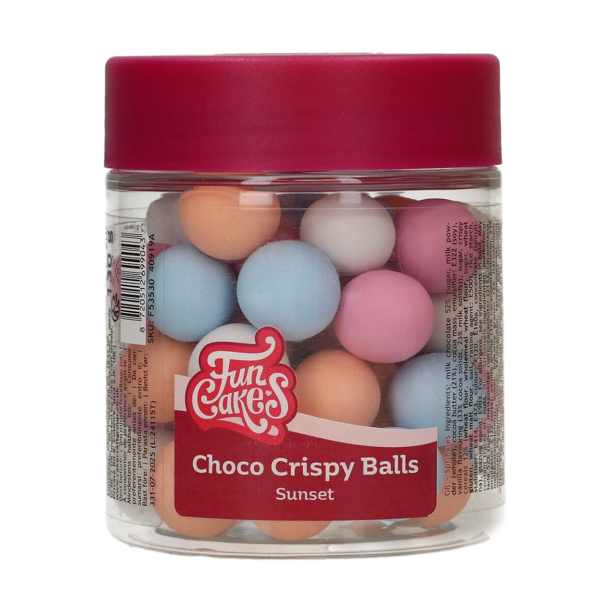 Funcakes Čokoládové guličky Crispy Balls – Sunset 130 g