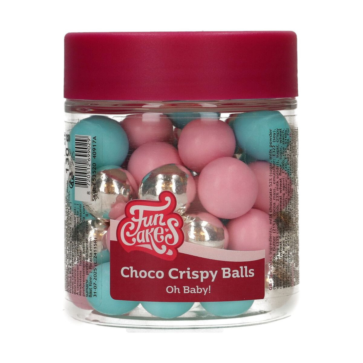 Funcakes Čokoládové guličky Crispy Balls – OH BABY! 130 g