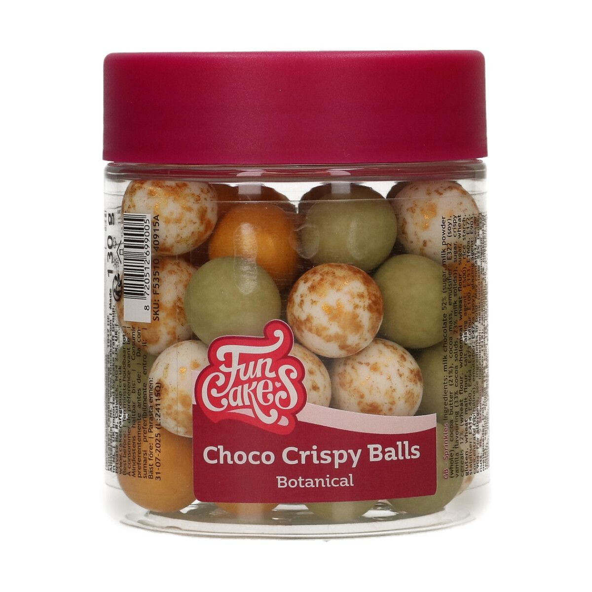 Funcakes Čokoládové guličky Crispy Balls -  Botanical 130g