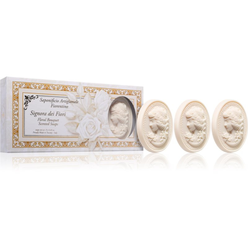 Saponificio Artigianale Fiorentino White Cameo Set sada tuhých mydiel 3x125 g