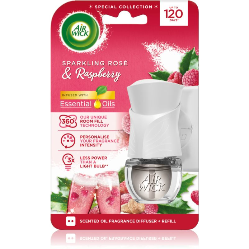 Air Wick Electric Sparkling Rose & Raspberry elektrický osviežovač vzduchu s náplňou 19 ml