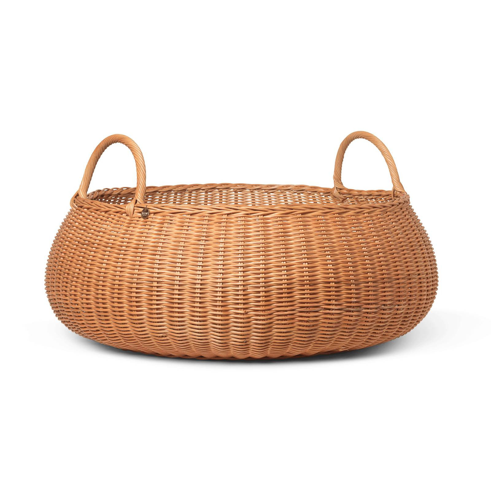 ferm LIVING Pletený nízky kôš, Ø 60 cm, výška 32 cm, ratan