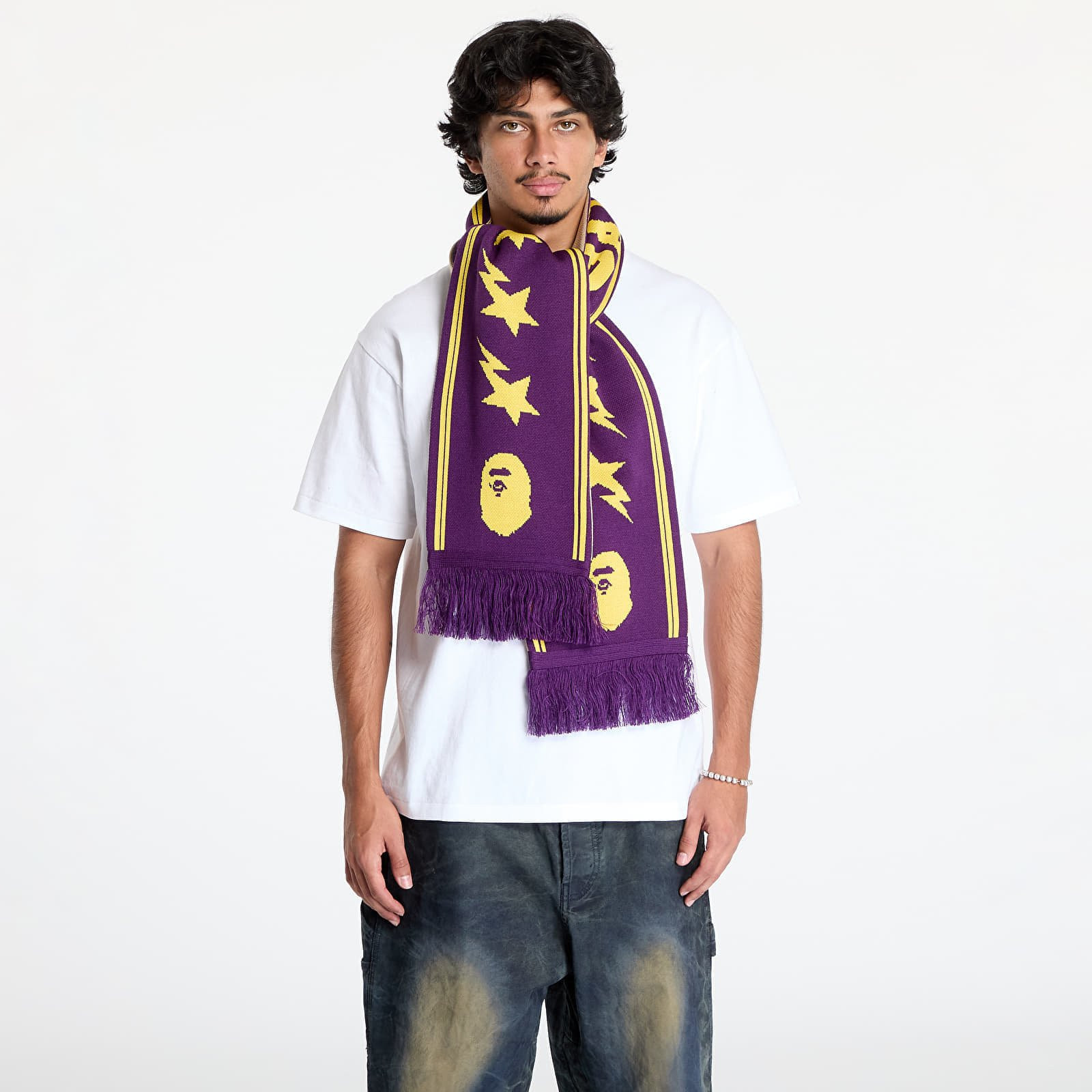 Šál A BATHING APE Jacquard Bape Logo Long Scarf M Purple Universal