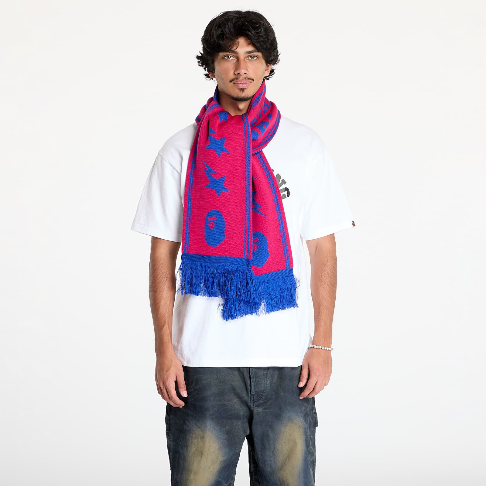 Šál A BATHING APE Jacquard Bape Logo Long Scarf M Pink Universal