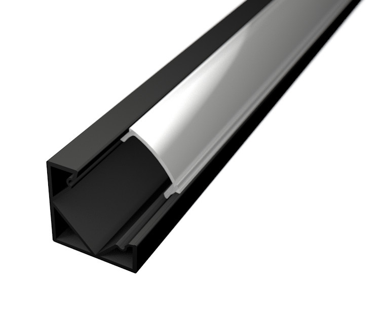 LED Solution Rohový profil pre LED pásiky R2 čierny matný - drobné vady Vyberte variantu a dĺžku: Profil + Nacvakávacie priehľadný difúzor 2m VYP301_091012