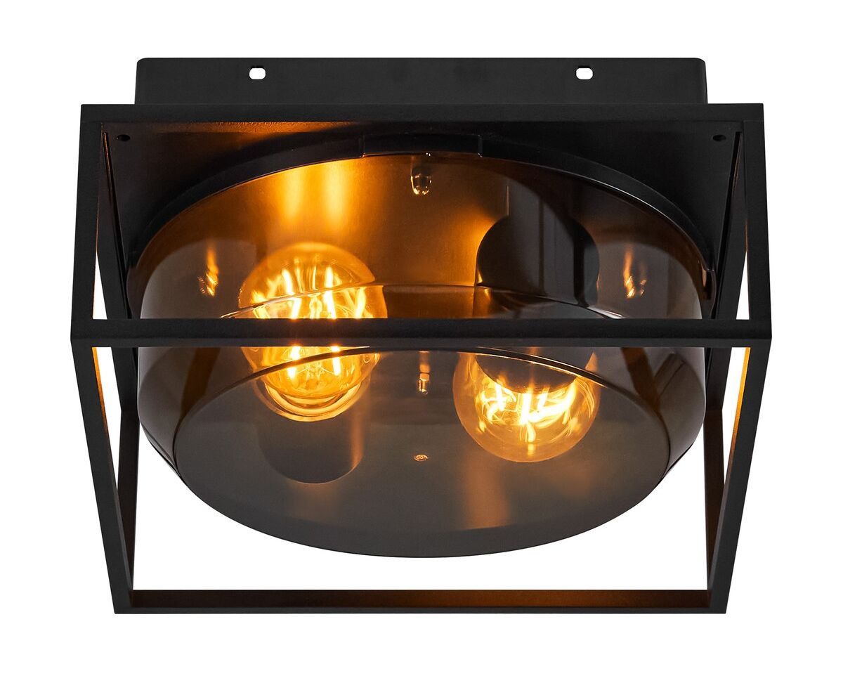 Nordlux Čierne vonkajšie stropné svietidlo Griffin pre žiarovku 2x E27 2218126047