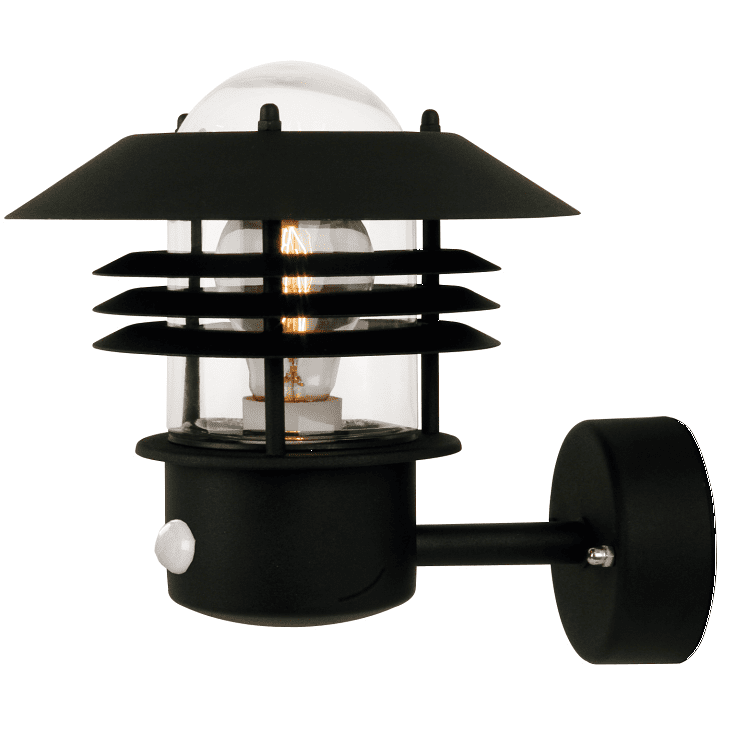 Nordlux Čierne fasádne svietidlo Vejers Sensor pre žiarovku E27 25101003