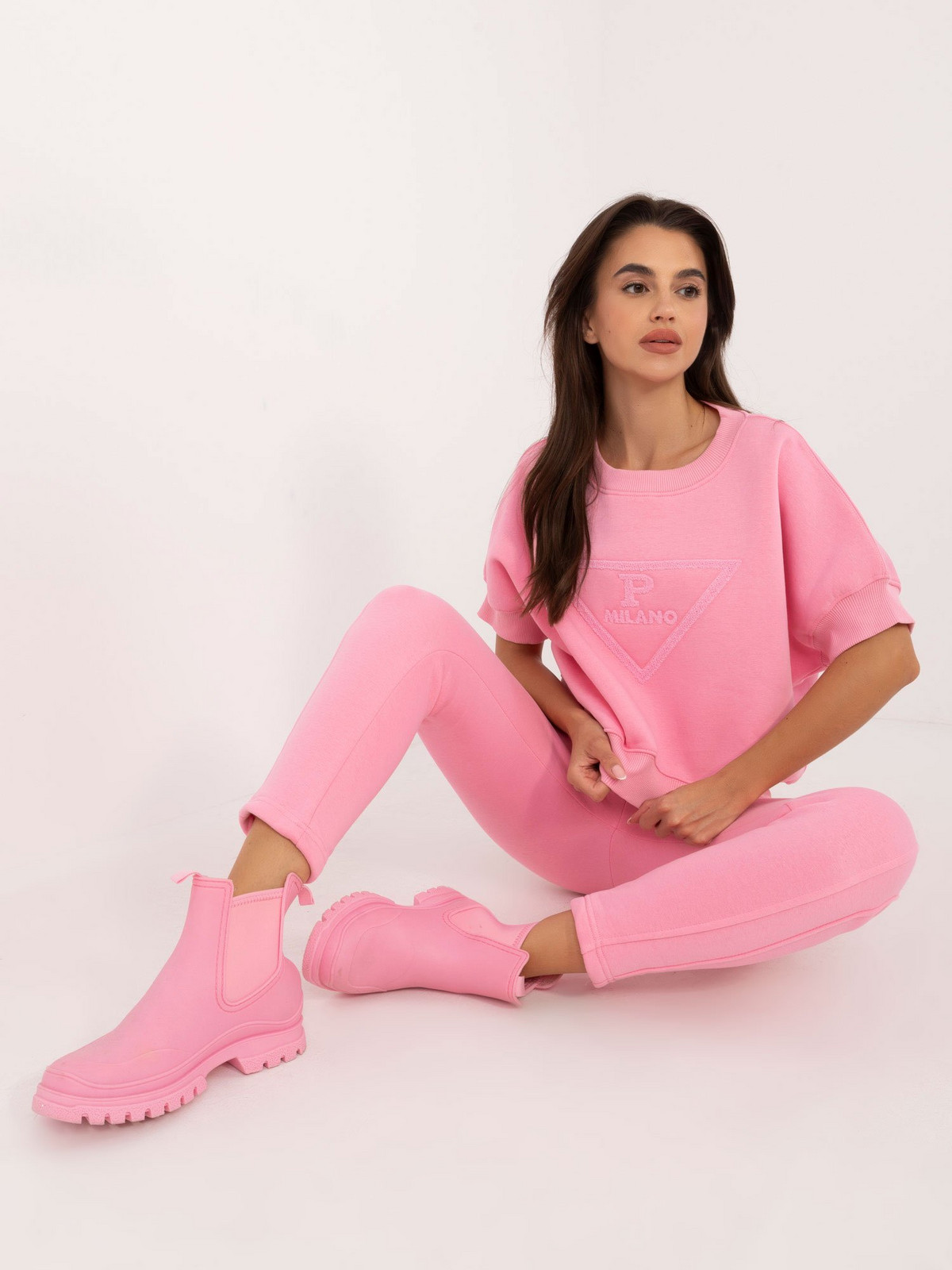 Pink insulated tracksuit with trousers