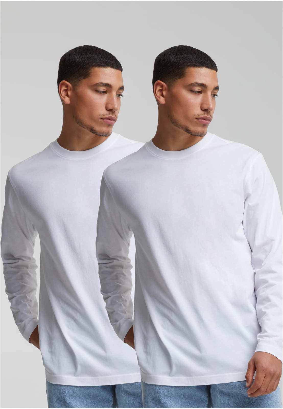 Men's long-sleeved T-shirt Basic 2-Pack white+white