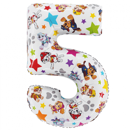 BP Balónik fóliový narodeninové číslo 4 biely - Paw Patrol 72 cm