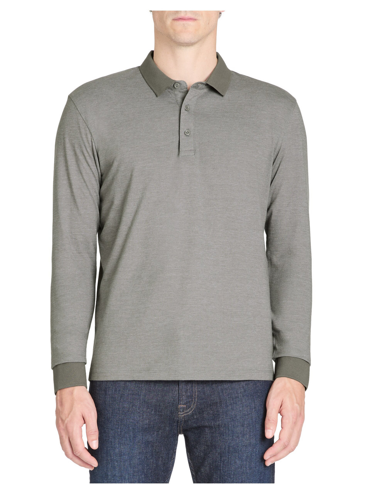 Šedé pánske polo tričko s dlhým rukávom Celio Janime