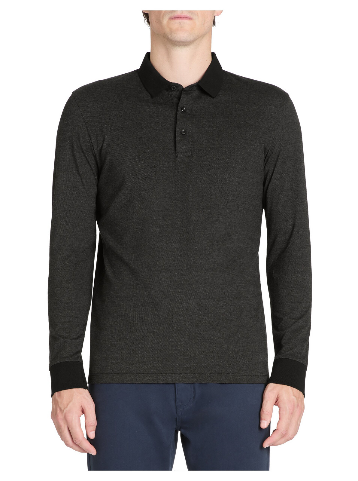 Čierne pánske polo tričko s dlhým rukávom Celio Jeshintano