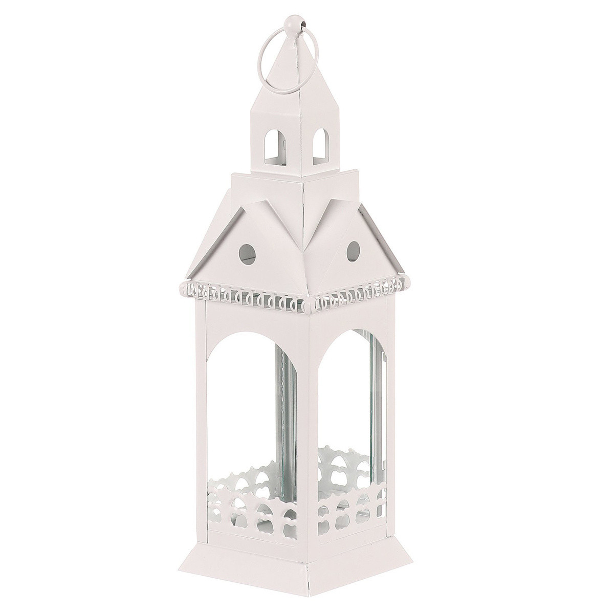 Lampáš kovový Kostolná veža, biela, 30 cm