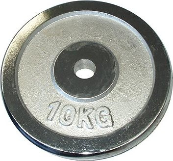 KUBIsport Kotúč chrómované závažie 10 kg – na os s priemerom 28 mm