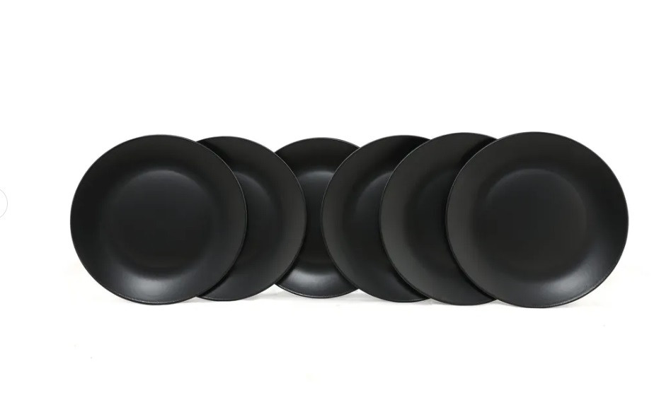 Keramická sada 6 ks talířů Matte Black 25 cm černá