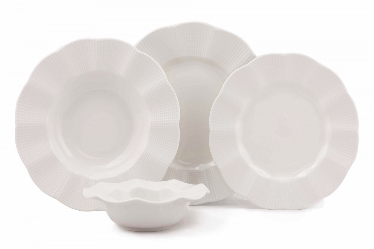 Porcelánová sada 24 ks talířů Seline krémově bílá