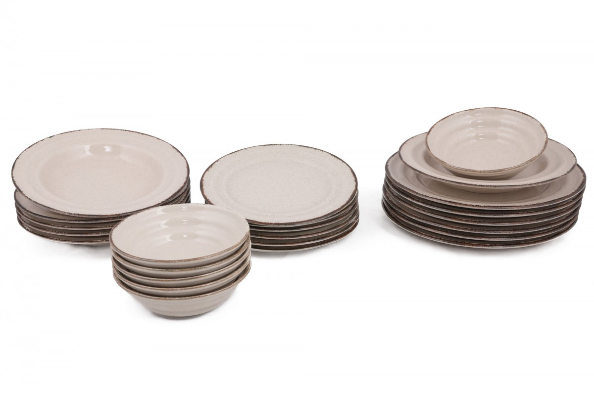Porcelánová sada 24 kusů talířů Cinnamon I. béžová