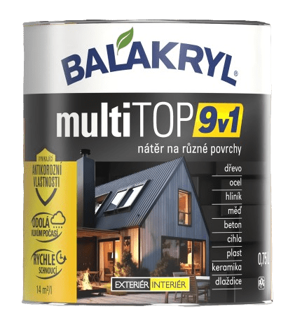 BALAKRYL MULTITOP 9v1 - Multifunkčná jednozložková akrylátová farba RAL 8017 - čokoládová hnedá, 0,75 L