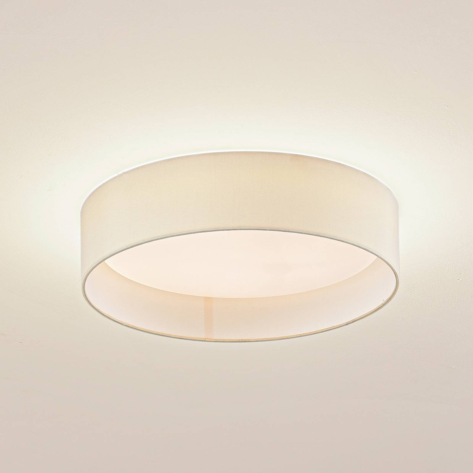 Stropné svietidlo Lindby LED Eilif, látka, biela, Ø 40 cm