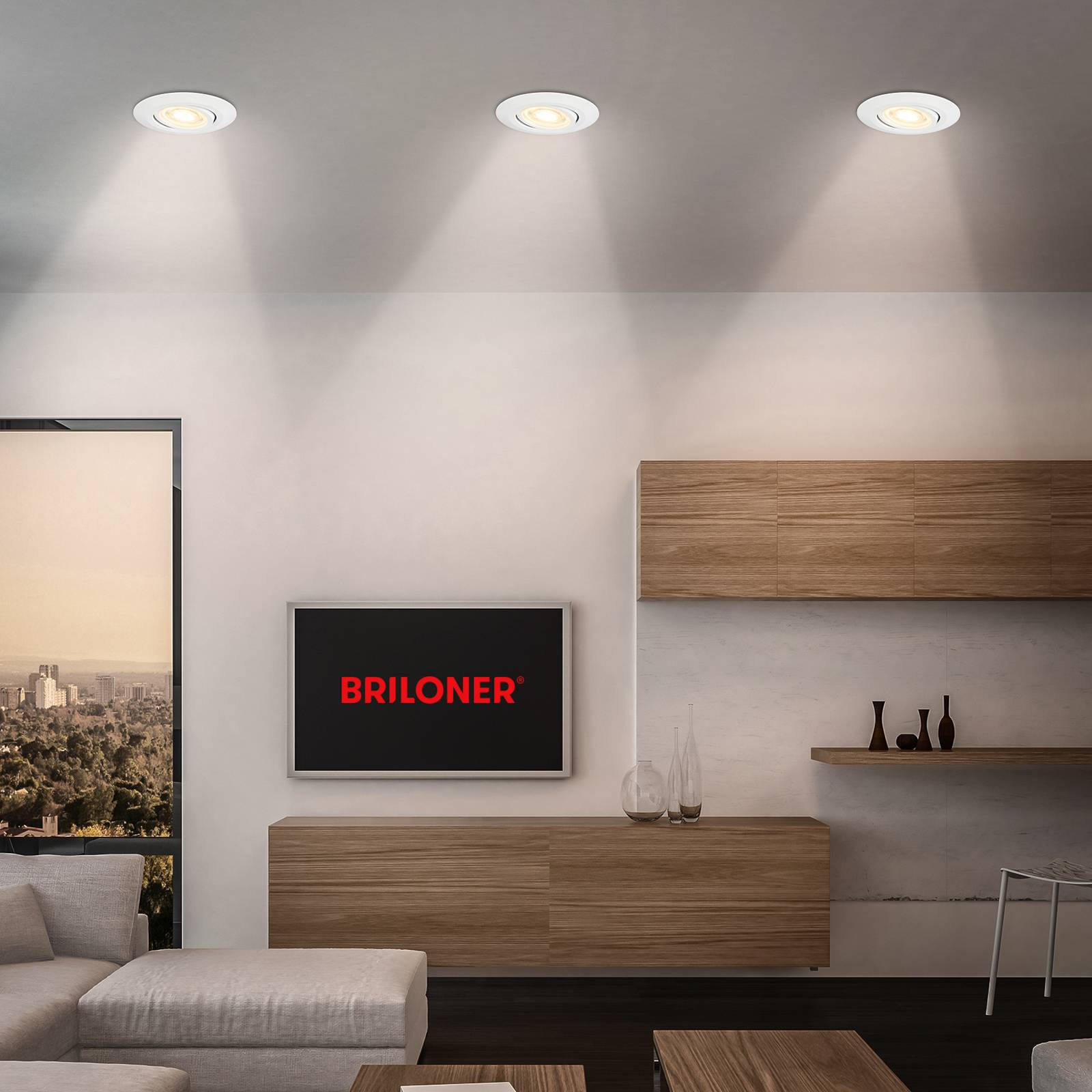 Klira vstavané LED svetlo, biele, Ø 9 cm, otočné, 3 jednotky