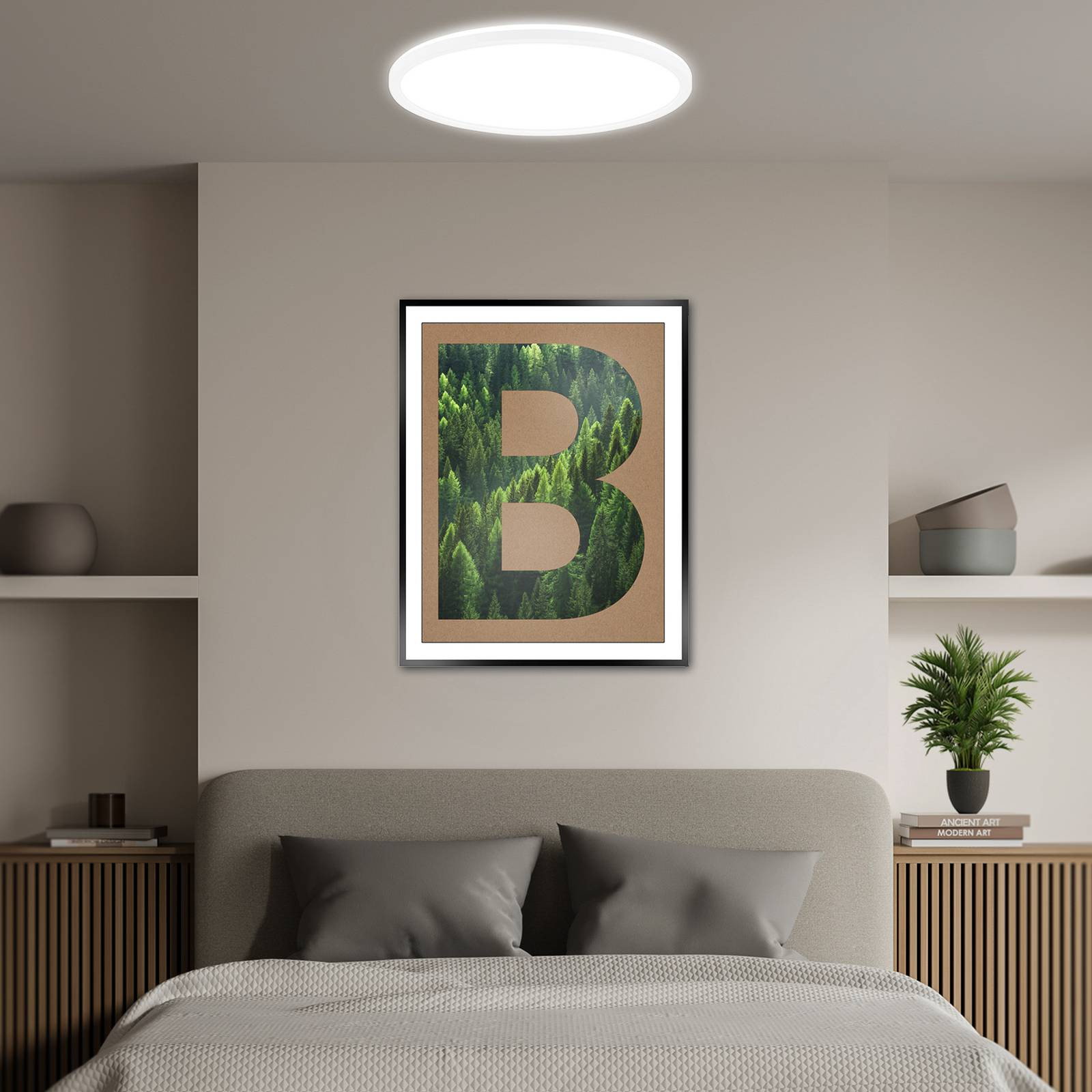 LED stropné svietidlo Tava A, Ø 42 cm, plast, biela