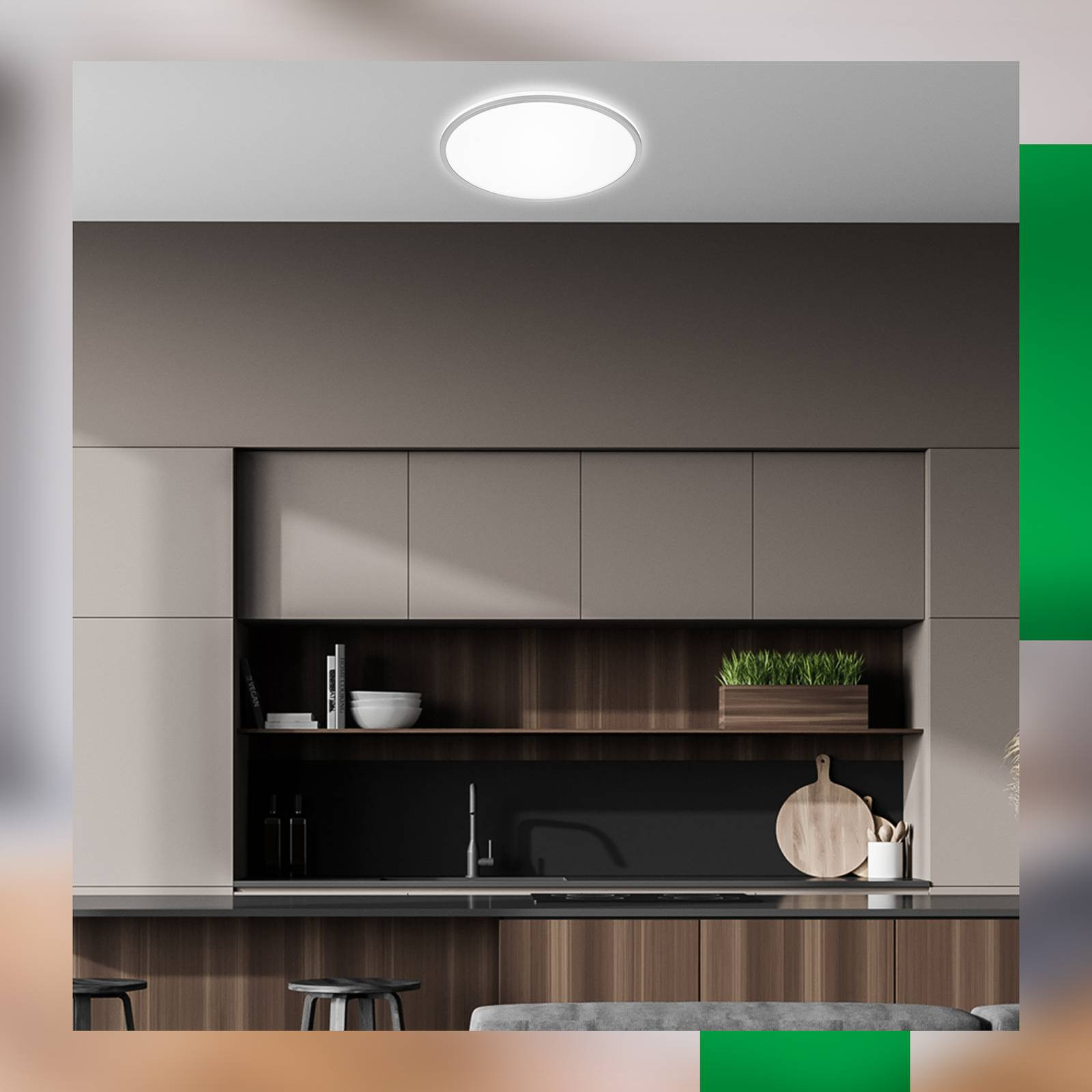 LED stropné svietidlo Pulap A, matný chróm, Ø 33 cm, plast