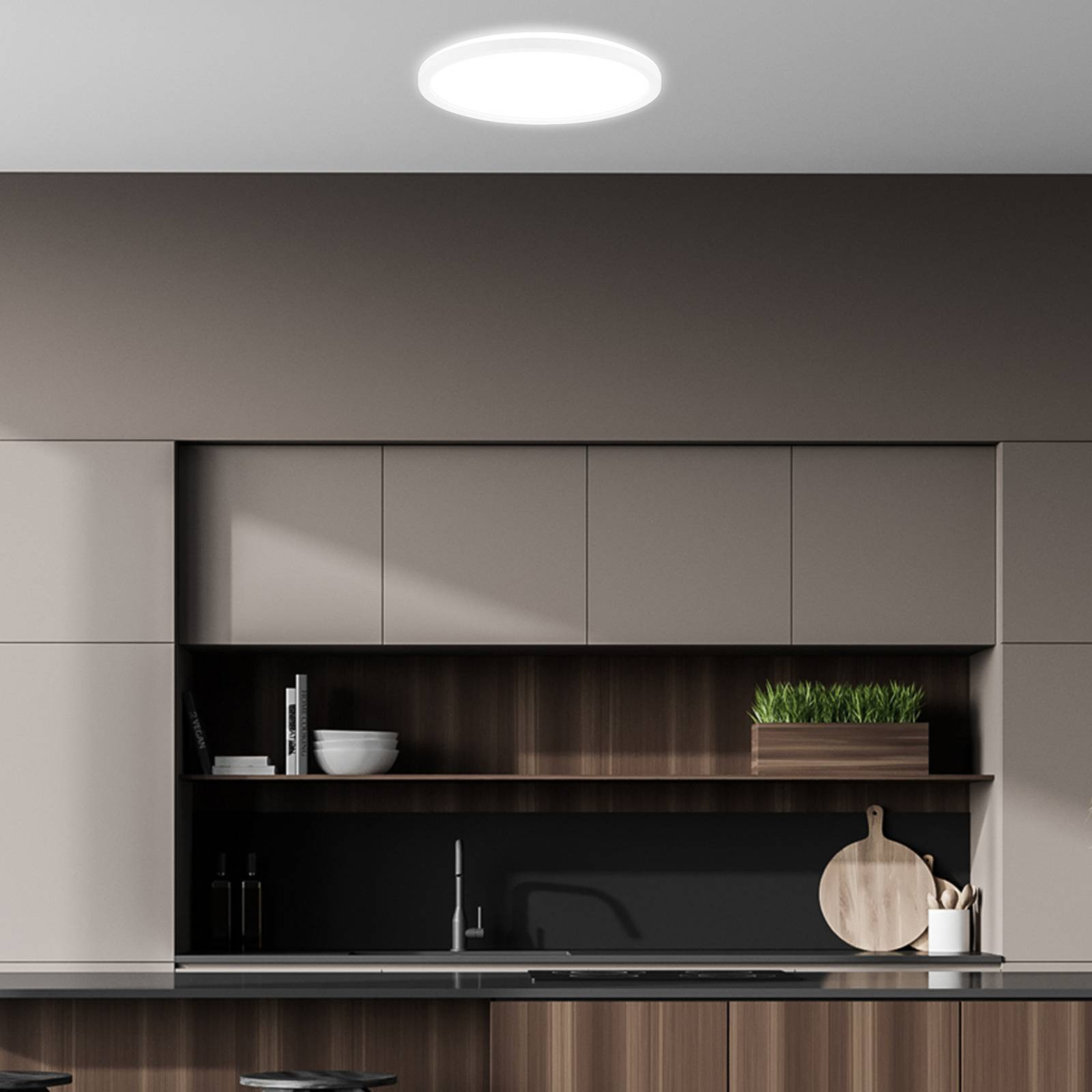 LED stropné svietidlo Tava A, Ø 29 cm, plast, biela