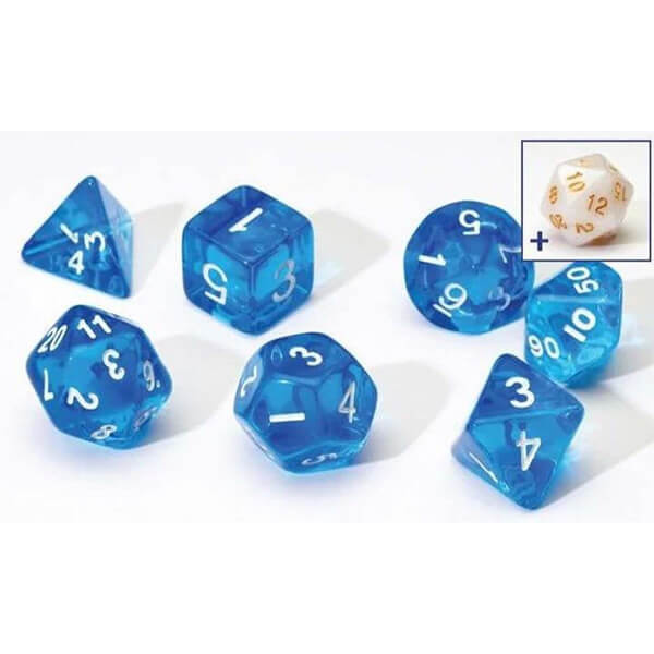 Sirius Dice Súprava kociek Sirius Dice Translucent - Blue - 7 ks + 1 bonusová