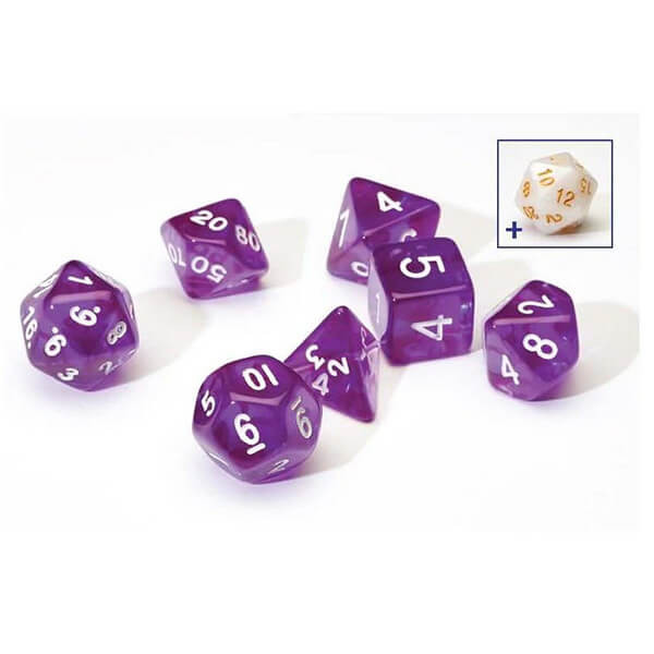 Sirius Dice Súprava kociek Sirius Dice Translucent - Purple - 7 ks + 1 bonusová