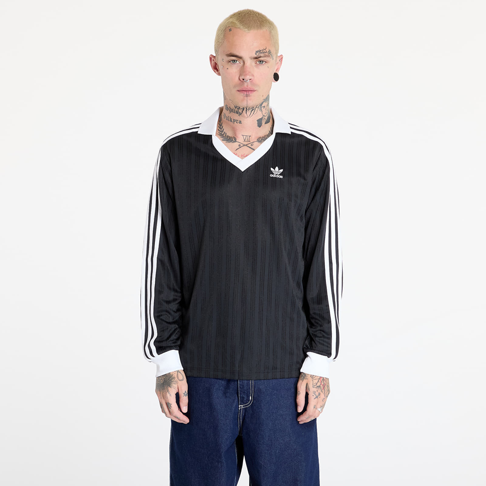Tričko adidas Adicolor Piqué Football Long Sleeve T-Shirt Black M