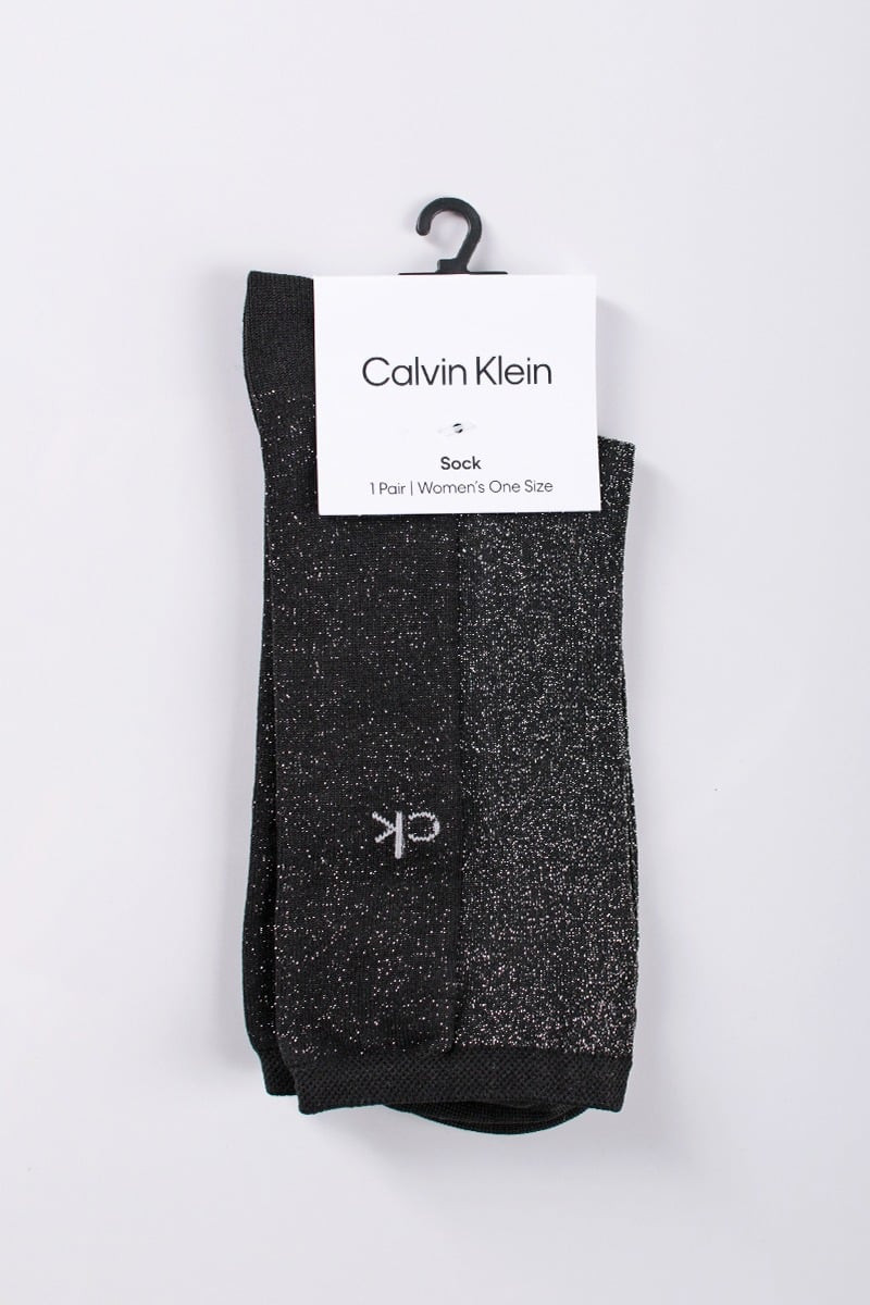 Čierne ponožky CK Women Sock 1P Sheer Lurex Split