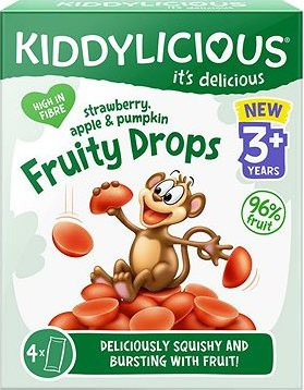 KIDDYLICIOUS Fruity drops Jahoda, Jablko a Dýně 64 g