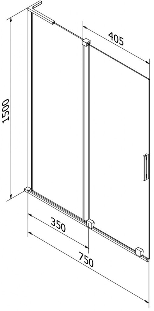 MEXEN/S - Velar L dvojkrídlová posuvná vaňová zástena 75 x 150 cm, transparent, chróm 896-075-003-01-01