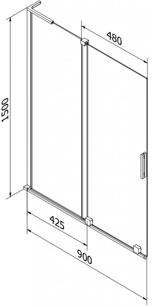 MEXEN/S - Velar L dvojkrídlová posuvná vaňová zástena 90 x 150 cm, transparent, čierna 896-090-003-01-70
