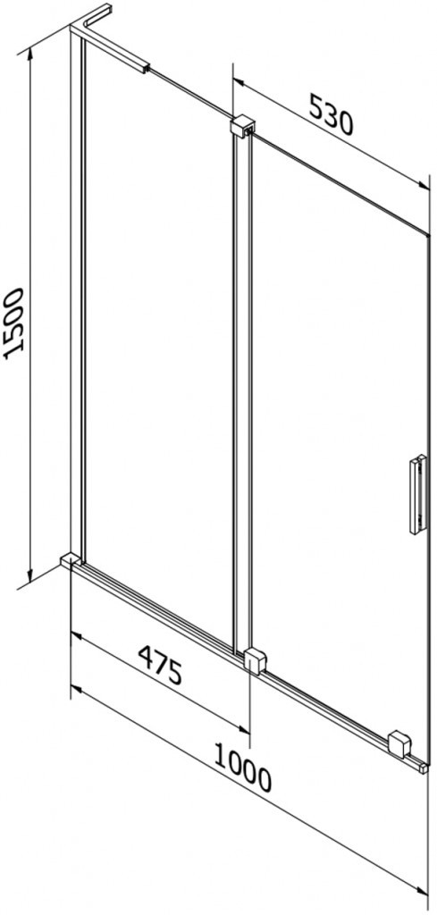 MEXEN/S - Velar L dvojkrídlová posuvná vaňová zástena 100 x 150 cm, transparent, čierna 896-100-003-01-70
