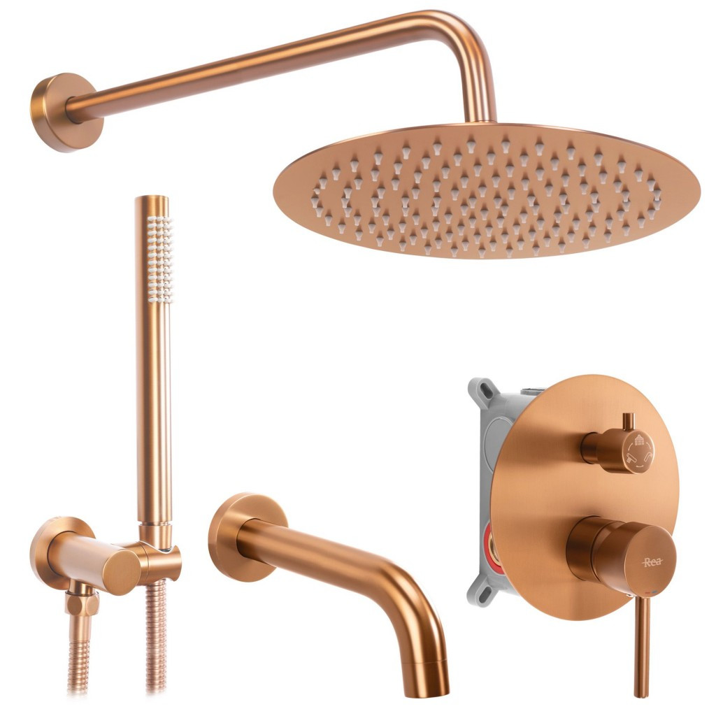 REA - Podomietková kúpeľňová sada LUNGO Copper Brush + BOX REA-P8810