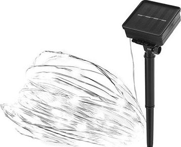 EMOS LED nano reťaz so solárnym panelom, 12 m, vonkajšia aj vnútorná, studená biela, časovač