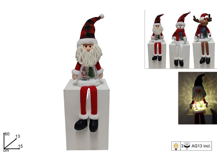 MAKRO - Sediaca vianočná postavička, 60 cm, LED 3 druhy