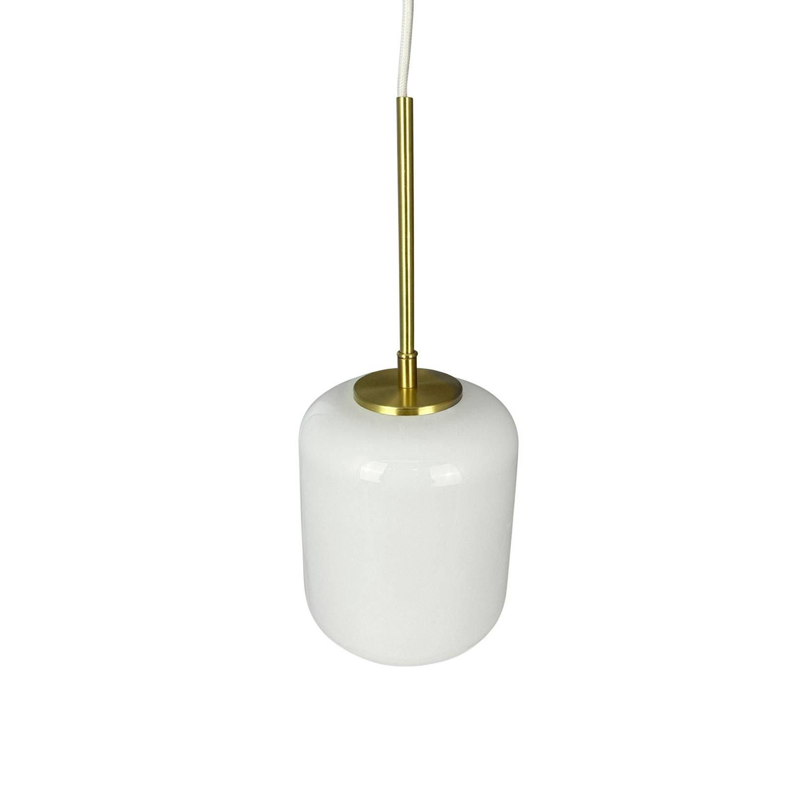 Dyberg Larsen závesná lampa Silvia, Ø 15 cm, opál/mosadz, sklo