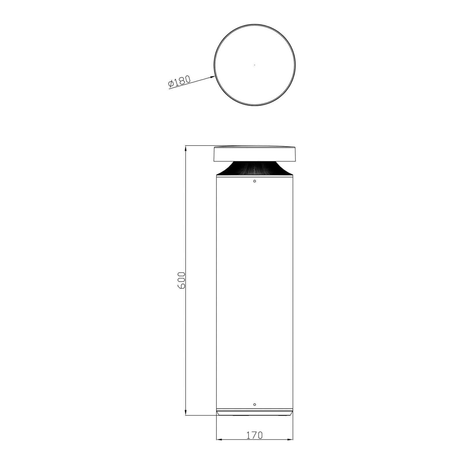 Faro LED svetlo na chodník, výška 60 cm, tmavosivá, DALI, 3 000 K