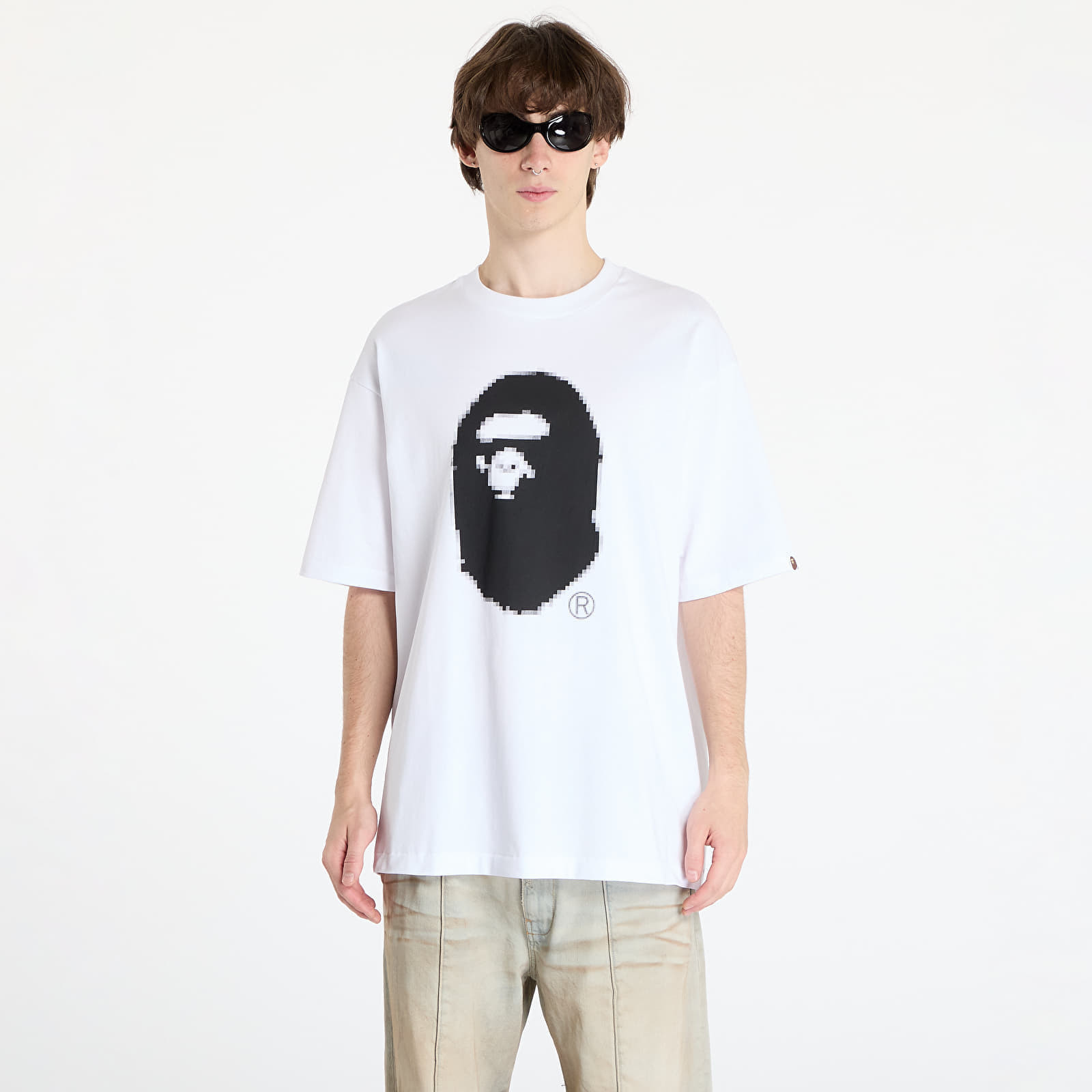 Tričko A BATHING APE Pixel Ape Head Relaxed Fit Tee White M