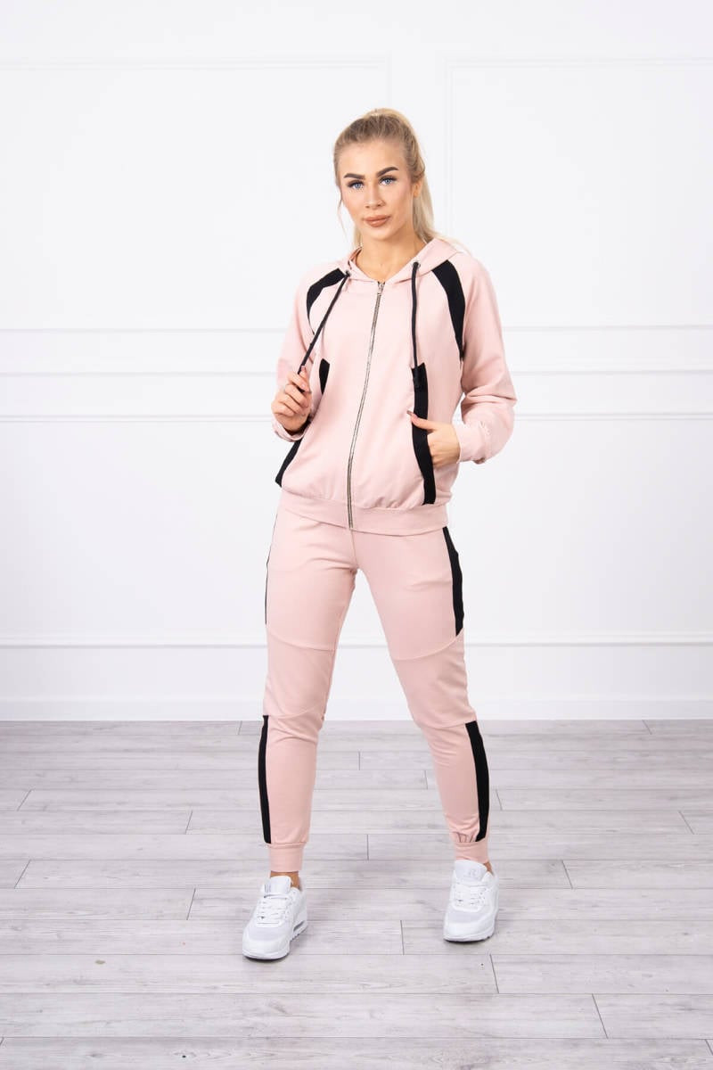 Striped sports set in dark powder pink