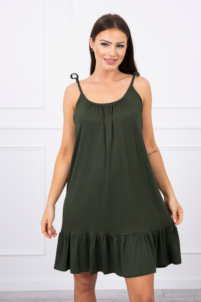 Dress with thin straps khaki