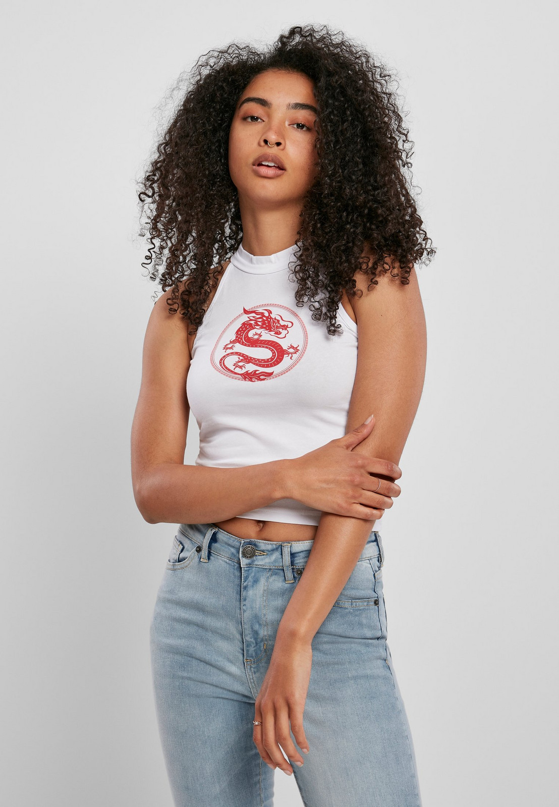 Women's turtleneck with a short top in white